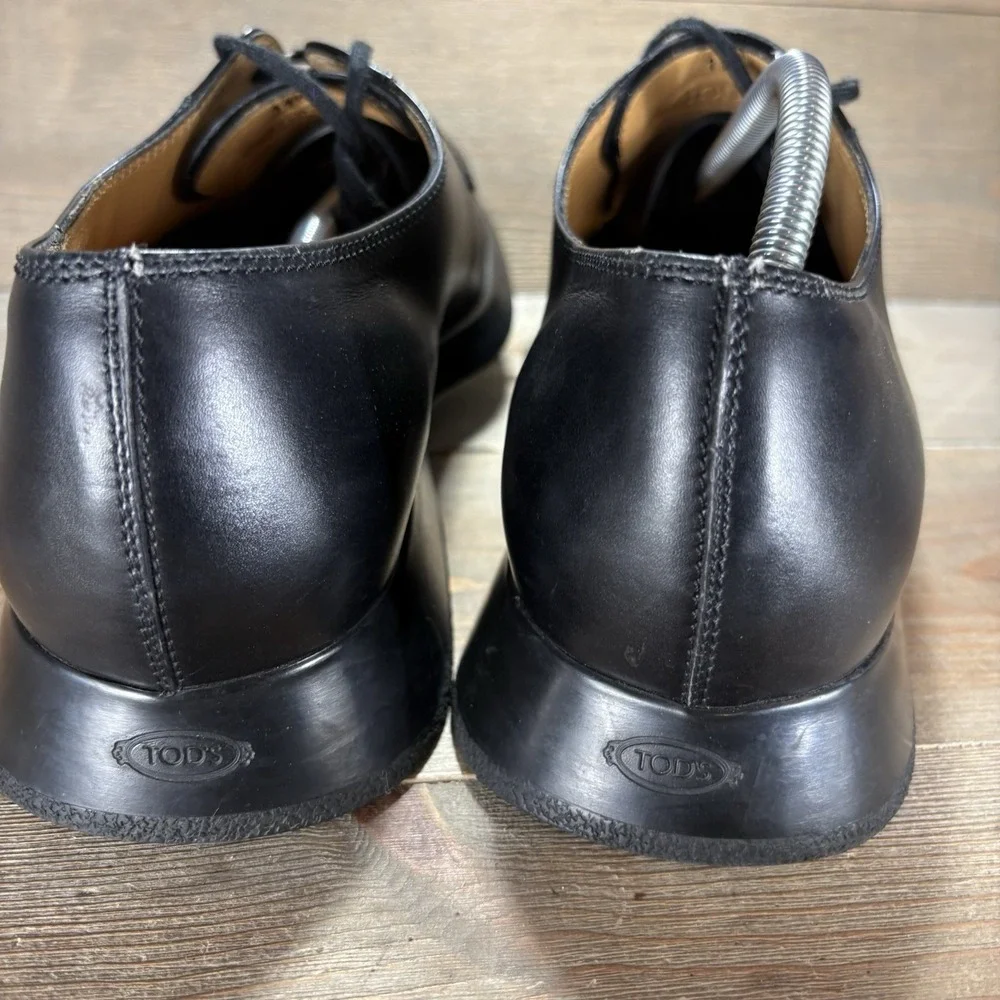 tods mens size 11.5 shoes black leather lace up dress work travel oxfords